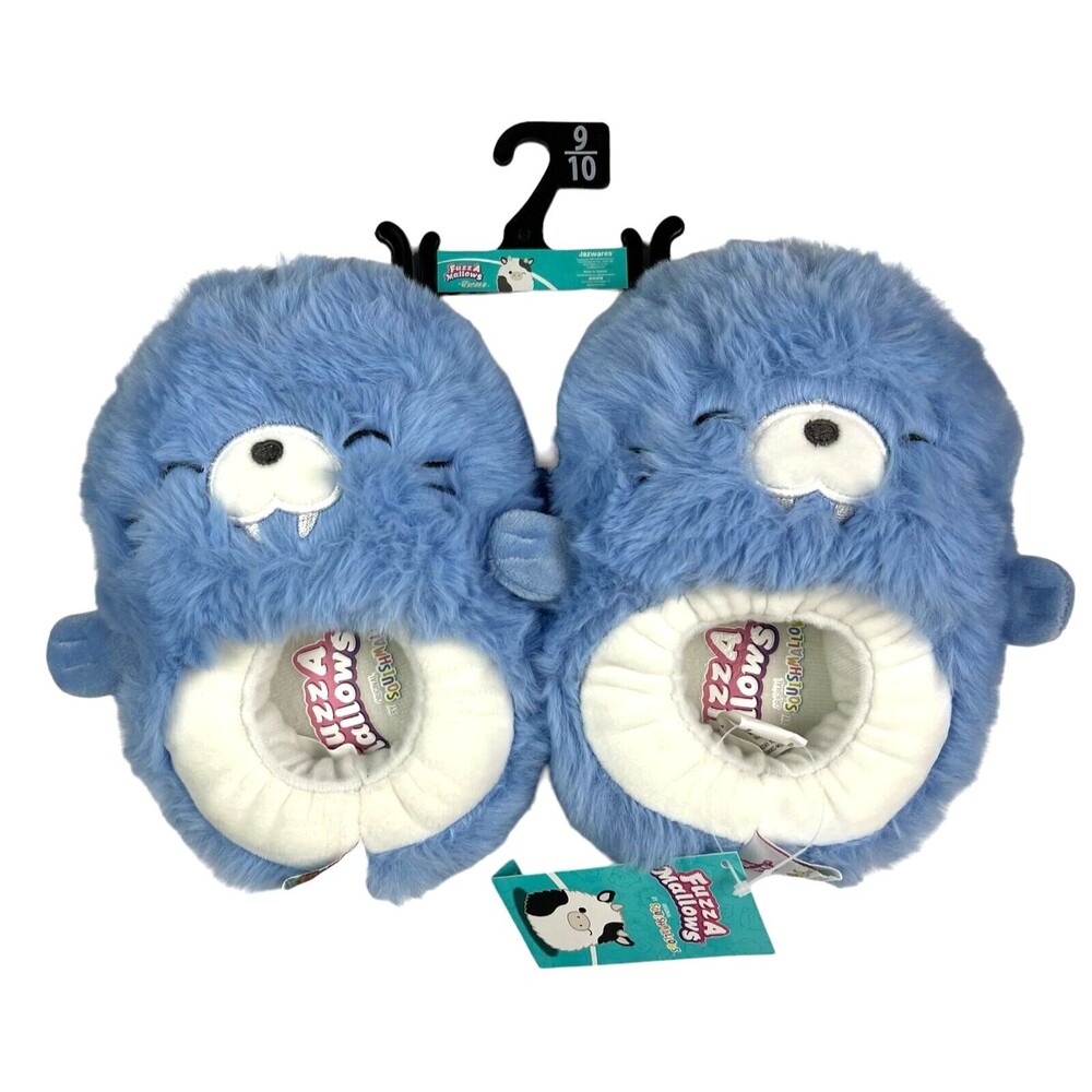 Fuzza Mallows by Squishmallows Furry Blue Walrus Slippers Toddler 9/10 NWT